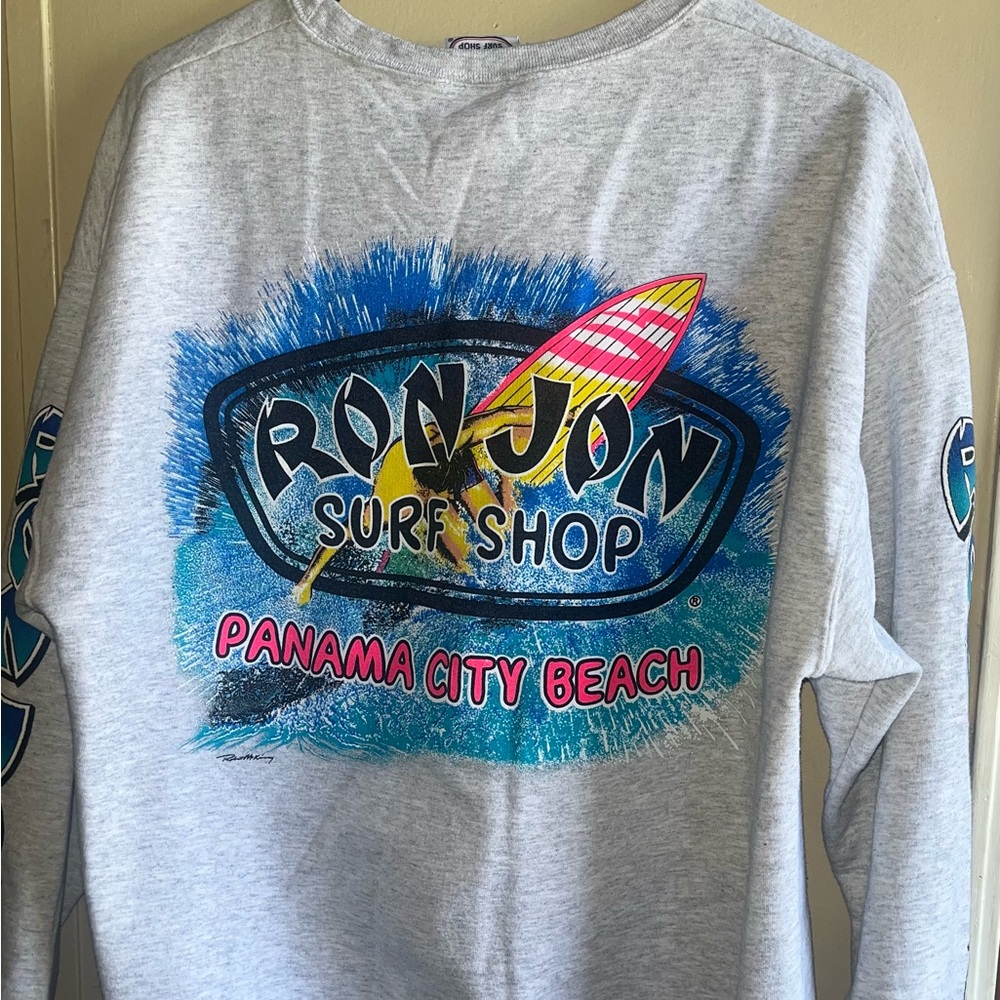 Ron Jon Gray Sweatshirt with Vibrant Surf Design